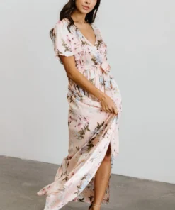 BB Custom Sicily Satin Maxi Dress | Blush Floral