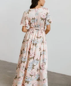 BB Custom Sicily Satin Maxi Dress | Blush Floral