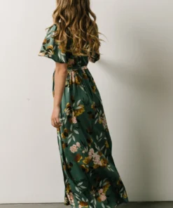 BB Custom Sicily Satin Maxi Dress | Eucalyptus Floral
