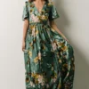 BB Custom Sicily Satin Maxi Dress | Eucalyptus Floral