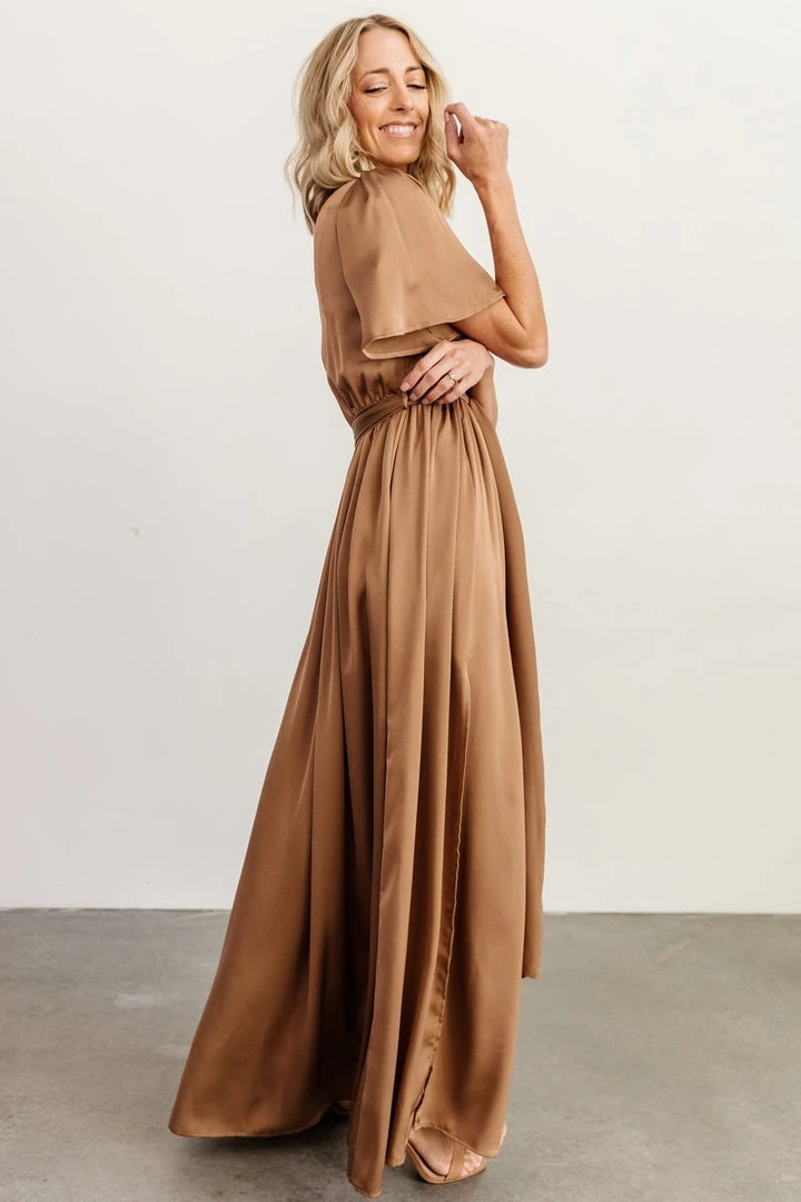 BB Custom Dresses Sicily Satin Maxi Dress | Mocha 5 BB Custom Dresses Sicily Satin Maxi Dress | Mocha