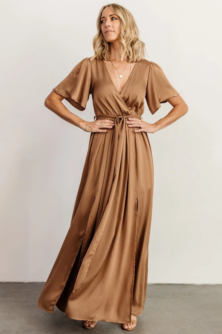 BB Custom Dresses Sicily Satin Maxi Dress | Mocha 2 BB Custom Dresses Sicily Satin Maxi Dress | Mocha