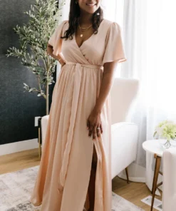 BB Custom Sicily Satin Maxi Dress | Natural