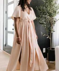 BB Custom Sicily Satin Maxi Dress | Natural