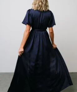 BB Custom Sicily Satin Maxi Dress | Navy 15 BB Custom Sicily Satin Maxi Dress | Navy