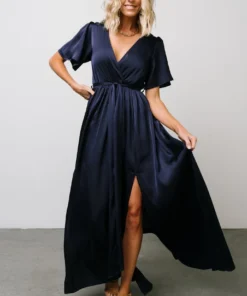 BB Custom Sicily Satin Maxi Dress | Navy 16 BB Custom Sicily Satin Maxi Dress | Navy