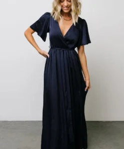 BB Custom Sicily Satin Maxi Dress | Navy 17 BB Custom Sicily Satin Maxi Dress | Navy