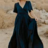 BB Custom Sicily Satin Maxi Dress | Navy
