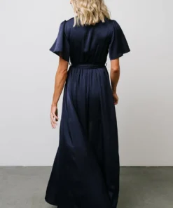 BB Custom Sicily Satin Maxi Dress | Navy 14 BB Custom Sicily Satin Maxi Dress | Navy
