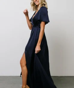 BB Custom Sicily Satin Maxi Dress | Navy 19 BB Custom Sicily Satin Maxi Dress | Navy