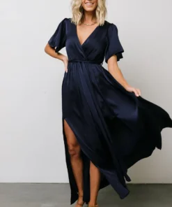 BB Custom Sicily Satin Maxi Dress | Navy 21 BB Custom Sicily Satin Maxi Dress | Navy