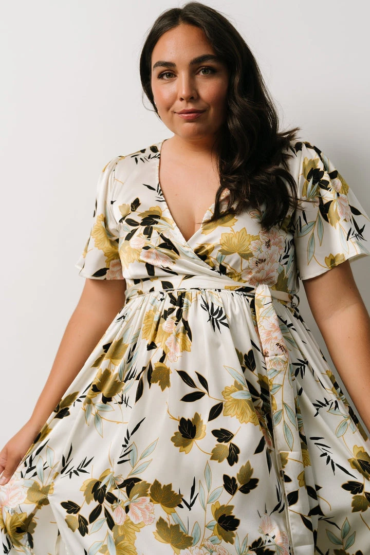 BB Custom Sicily Satin Maxi Dress | Off White Floral 17 BB Custom Sicily Satin Maxi Dress | Off White Floral