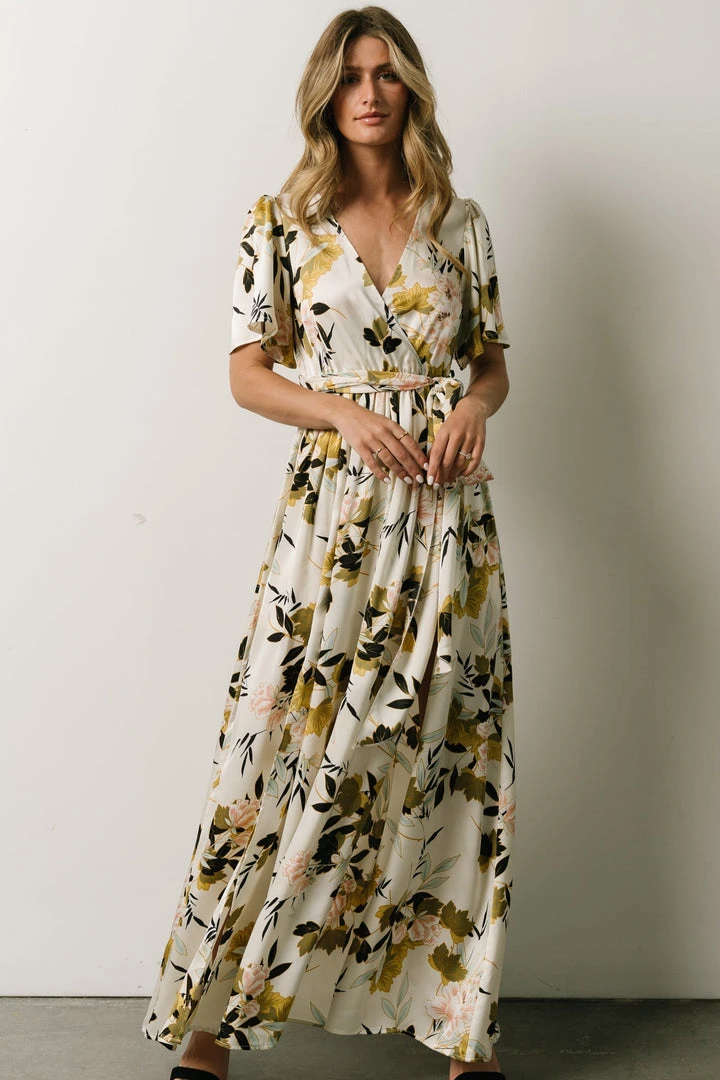 BB Custom Sicily Satin Maxi Dress | Off White Floral 7 BB Custom Sicily Satin Maxi Dress | Off White Floral