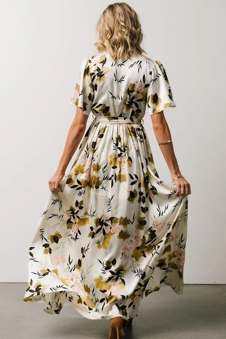 BB Custom Sicily Satin Maxi Dress | Off White Floral 12 BB Custom Sicily Satin Maxi Dress | Off White Floral