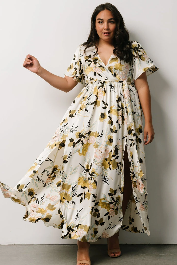 BB Custom Sicily Satin Maxi Dress | Off White Floral 9 BB Custom Sicily Satin Maxi Dress | Off White Floral