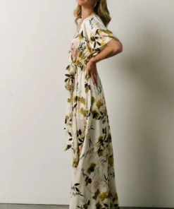 BB Custom Sicily Satin Maxi Dress | Off White Floral 20 BB Custom Sicily Satin Maxi Dress | Off White Floral