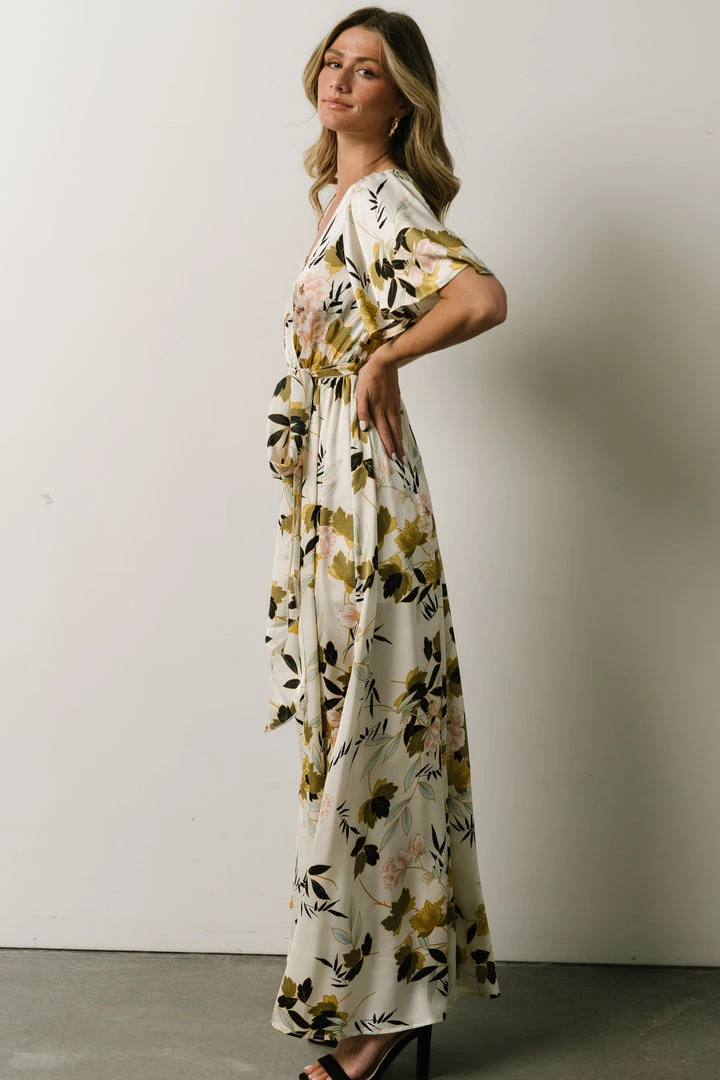 BB Custom Sicily Satin Maxi Dress | Off White Floral 3 BB Custom Sicily Satin Maxi Dress | Off White Floral
