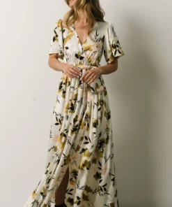 BB Custom Sicily Satin Maxi Dress | Off White Floral 32 BB Custom Sicily Satin Maxi Dress | Off White Floral