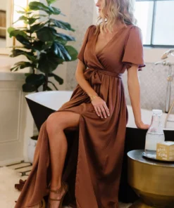 BB Custom Sicily Satin Maxi Dress | Rosy Brown 13 BB Custom Sicily Satin Maxi Dress | Rosy Brown