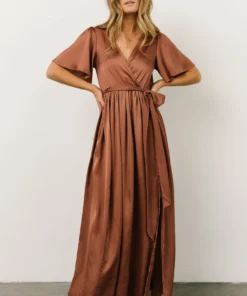 BB Custom Sicily Satin Maxi Dress | Rosy Brown 19 BB Custom Sicily Satin Maxi Dress | Rosy Brown