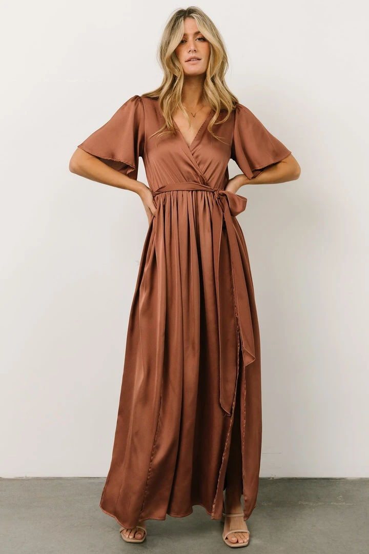 BB Custom Sicily Satin Maxi Dress | Rosy Brown 9 BB Custom Sicily Satin Maxi Dress | Rosy Brown
