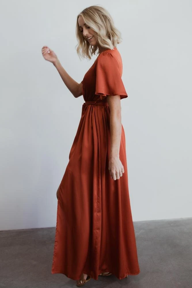 BB Custom Sicily Satin Maxi Dress | Rust 8 BB Custom Sicily Satin Maxi Dress | Rust