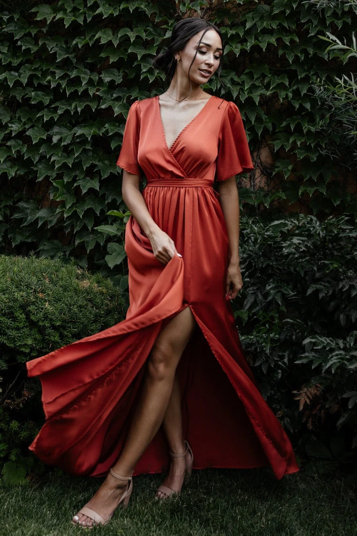 BB Custom Sicily Satin Maxi Dress | Rust 6 BB Custom Sicily Satin Maxi Dress | Rust