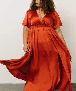 BB Custom Sicily Satin Maxi Dress | Rust 22 BB Custom Sicily Satin Maxi Dress | Rust