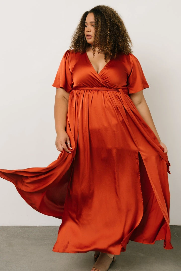 BB Custom Sicily Satin Maxi Dress | Rust 9 BB Custom Sicily Satin Maxi Dress | Rust