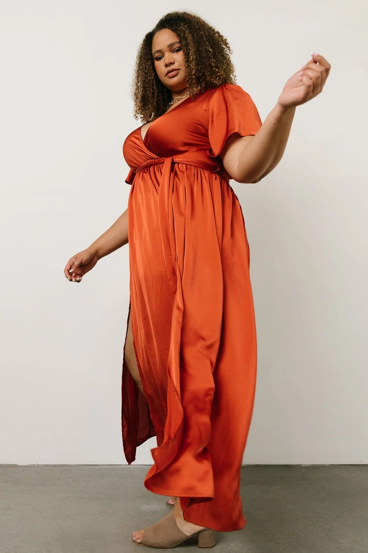 BB Custom Sicily Satin Maxi Dress | Rust 11 BB Custom Sicily Satin Maxi Dress | Rust