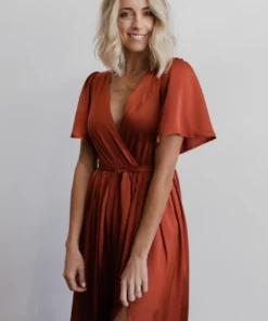 BB Custom Sicily Satin Maxi Dress | Rust 27 BB Custom Sicily Satin Maxi Dress | Rust