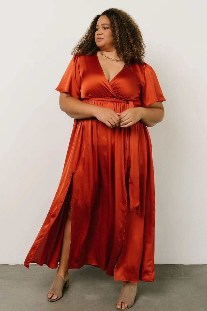 BB Custom Sicily Satin Maxi Dress | Rust 7 BB Custom Sicily Satin Maxi Dress | Rust