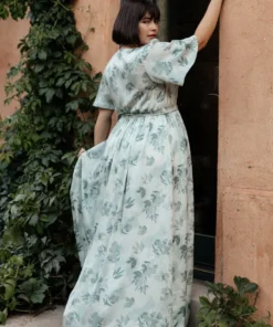 BB Custom Sicily Satin Maxi Dress | Sage Floral Dresses