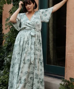 BB Custom Sicily Satin Maxi Dress | Sage Floral Dresses
