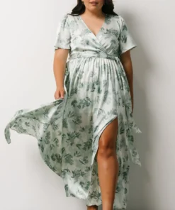 BB Custom Sicily Satin Maxi Dress | Sage Floral Dresses