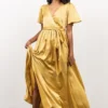 BB Custom Sicily Satin Maxi Dress | Yellow Dresses