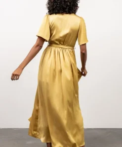 BB Custom Sicily Satin Maxi Dress | Yellow Dresses