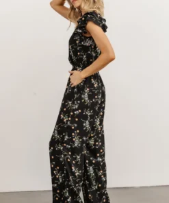 KM Silvia Ruffle Jumpsuit | Black Floral Mother Of The Bride 11 KM Silvia Ruffle Jumpsuit | Black Floral Mother Of The Bride