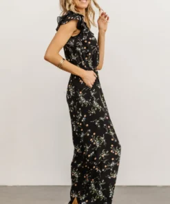 KM Silvia Ruffle Jumpsuit | Black Floral Mother Of The Bride 9 KM Silvia Ruffle Jumpsuit | Black Floral Mother Of The Bride