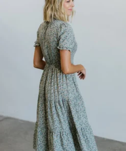 HAY Skylar Smocked Midi Dress | Blue Floral Dresses
