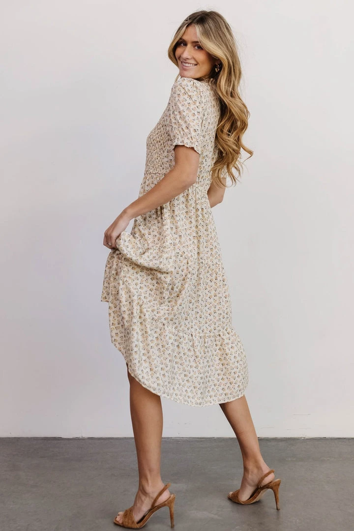 HAY Skylar Smocked Midi Dress | Yellow Floral 2 HAY Skylar Smocked Midi Dress | Yellow Floral