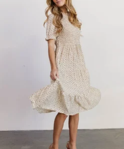 HAY Skylar Smocked Midi Dress | Yellow Floral 10 HAY Skylar Smocked Midi Dress | Yellow Floral