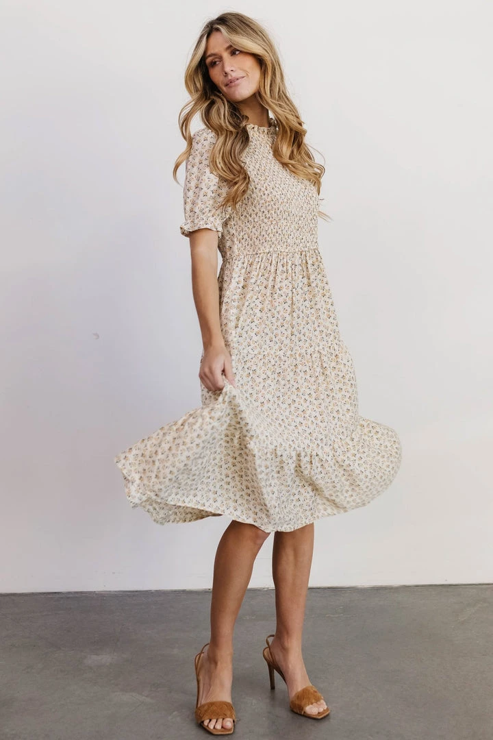 HAY Skylar Smocked Midi Dress | Yellow Floral 5 HAY Skylar Smocked Midi Dress | Yellow Floral