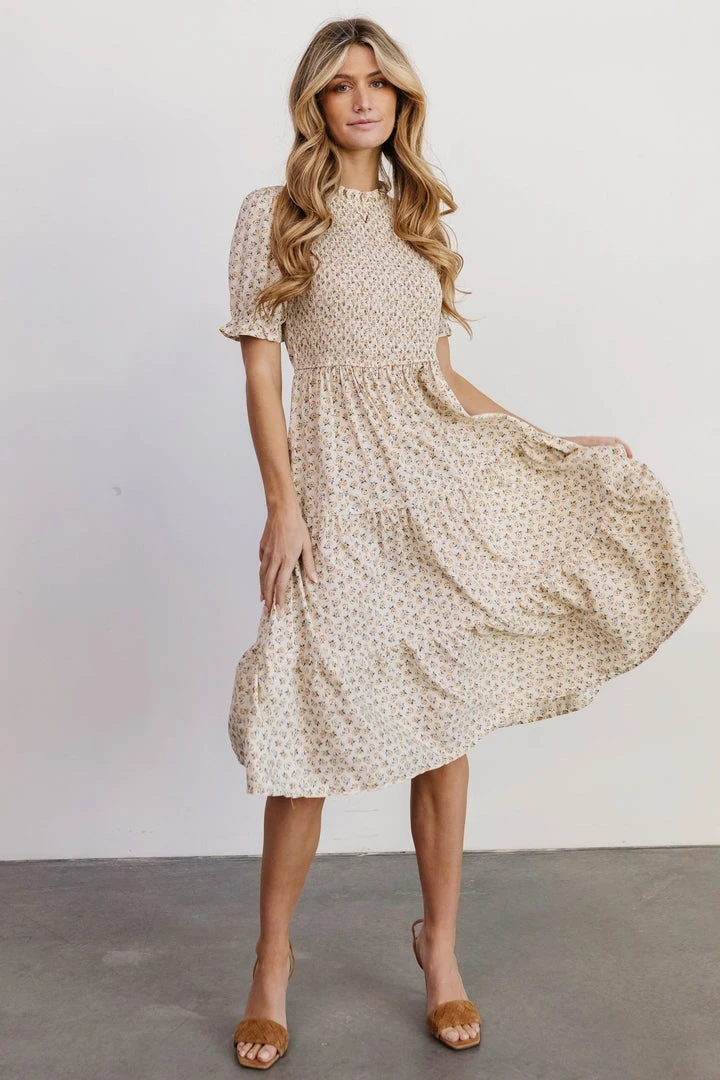 HAY Skylar Smocked Midi Dress | Yellow Floral 4 HAY Skylar Smocked Midi Dress | Yellow Floral