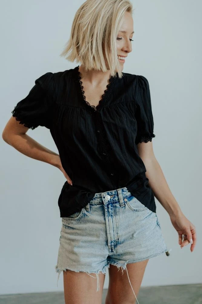 HAY Boho Sloane Button Top | Black 1 HAY Boho Sloane Button Top | Black