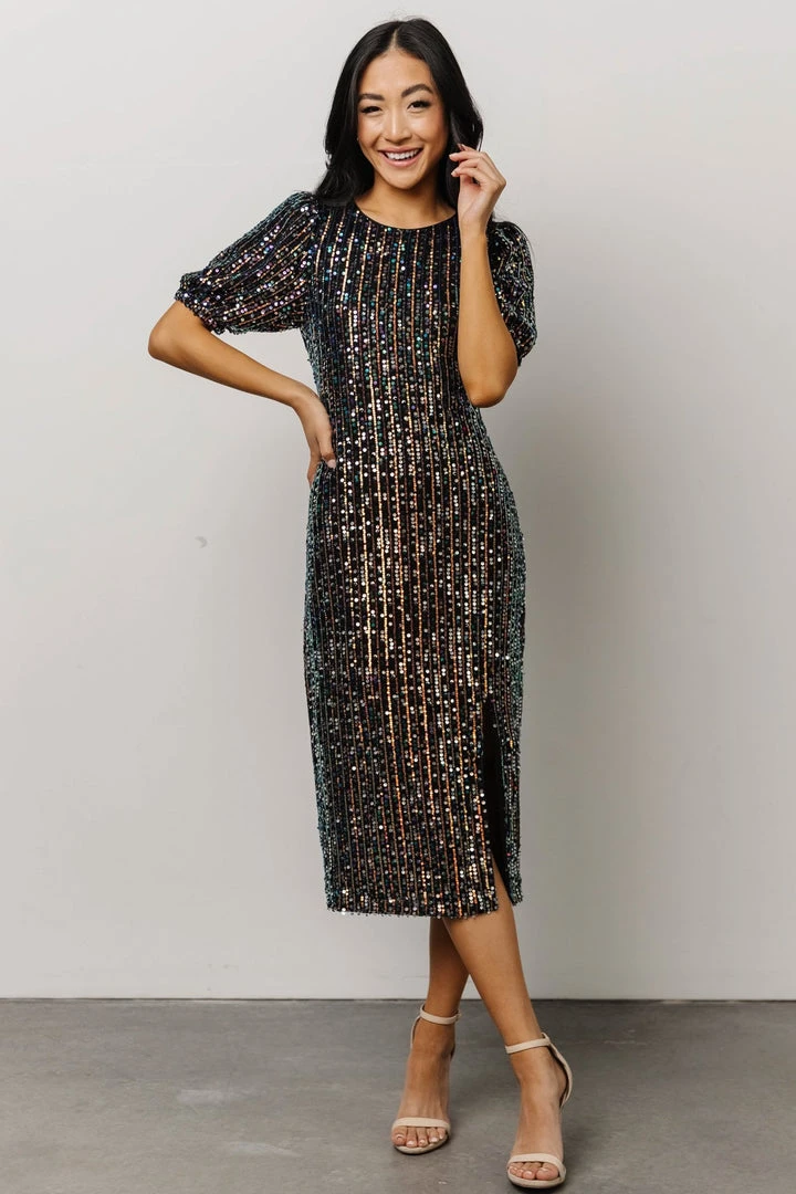 SL Dresses Socorro Sequin Midi Dress | Black 7 SL Dresses Socorro Sequin Midi Dress | Black