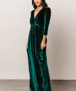 BB Custom Dresses Sofia Velvet Maxi Dress | Emerald