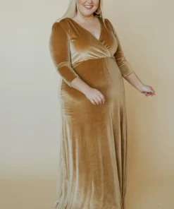 BB Custom Sofia Velvet Maxi Dress | Gold