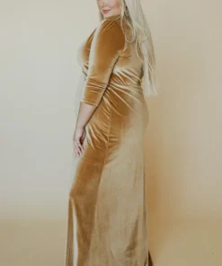 BB Custom Sofia Velvet Maxi Dress | Gold