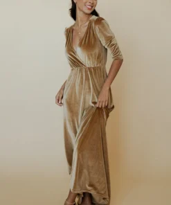 BB Custom Sofia Velvet Maxi Dress | Gold